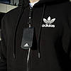 Чоловіча спортивна кофта Adidas чорна на флісі худі Адідас толстовка на блискавці, фото 5