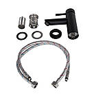 Раковина кухонна Lidz H5050B чорна в складі зі змішувачем, сифоном, килимком і кошиком, фото 8