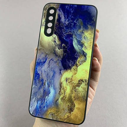 Чохол для Samsung Galaxy A50 мармуровий чохол із захистом камери на телефон самсунг а50 чорний q7k, фото 1