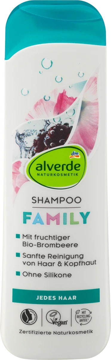 Шампунь для всієї родини alverde NATURKOSMETIK Family Bio - Malve & Brombeere, 300 мл