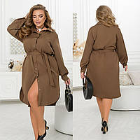 Офісна жіноча сукня коричнева на ґудзиках великого розміру (6 кольорів) ЮР/-2425