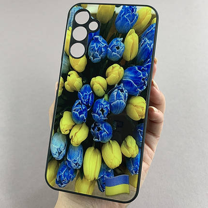 Чохол для Samsung Galaxy A24 4G (A245F) чохол із тюльпанами із захистом камери на самсунг а24 4г чорний q7k, фото 1