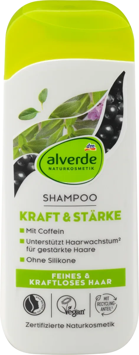 Шампунь проти випадіння волосся alverde NATURKOSMETIK Kraft & Stärke mit Coffein, 200 мл