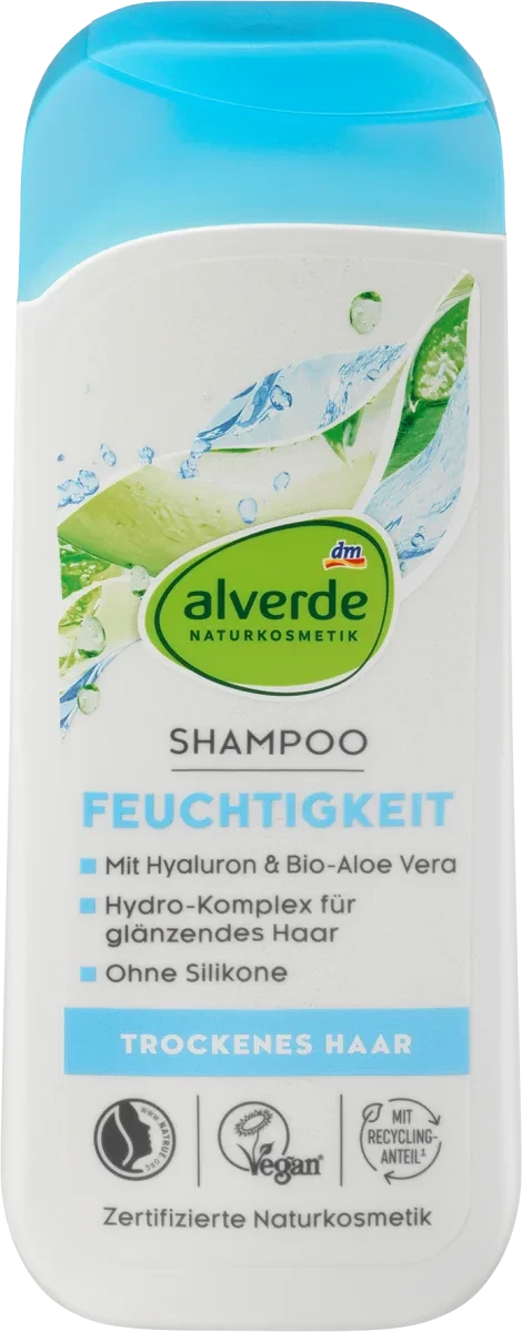 Зволожуючий шампунь alverde NATURKOSMETIK Feuchtigkeit Aloe Vera & Hyaluron, 200 мл