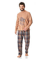 Мужская пижама брюки хлопок Key MNS 421 коричневый L