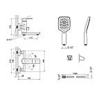 Набір чорних змішувачів LIDZ KUBIS для ванної кімнати: кран для умивальника та кран із душовою лійкою для ванни, фото 6