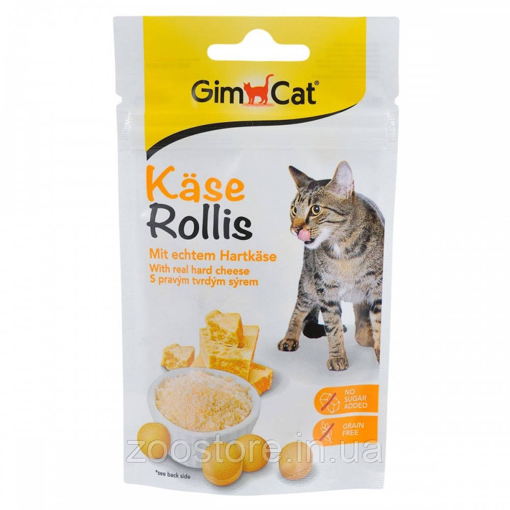 Ласощі GimCat для котів Kase-Rollis, комплекс вітамінів, таблетки сирні, 40 г (80 шт.)