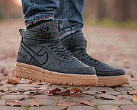Найки зимние мужские теплые черные на зиму обувь Nike Air Force Gore Tex High Black/Orange Shopy Найки зимові