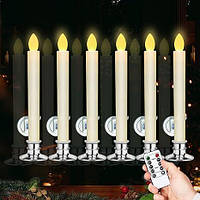 Рождественские оконные свечи Ernon, беспламенные конические свечи, мерцающие свечи на батарейках, 3D-фитиль