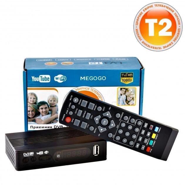 Тюнер цифровий ТВ Megogo DVB металевий корпус 8 МГц T2 ресивер FTA з IPTV Wi-Fi USB Чорний