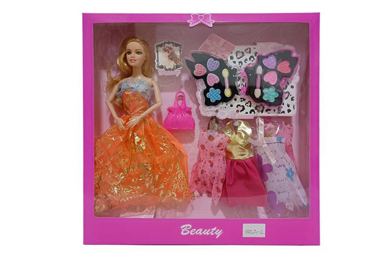 Лялька, 035A-2 , сукні, косметика, сумочка, в коробці р.32*5*32,5 см