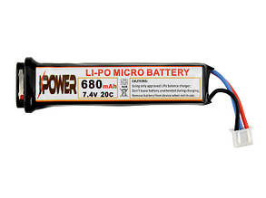 АКБ LI-PO 680MAH 7,4 V 20C MICRO AEP для електричних пістолетів CM030, CM121, CM122, CM123, CM125 [IPOWER]