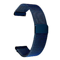 Браслет для часов 22 мм миланское плетение с магнитной застёжкой синий