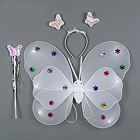 Набор карнавальный крылья бабочки двойные белый