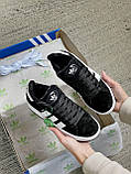 Кросівки зимові Adidas Campus жіночі чорні на хутрі замшеві адідас кампус теплі кеди, фото 9