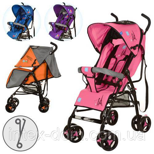 Дитяча коляска Bambi M 1701-2P (Рожева) з козирком