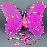 Набор карнавальный крылья бабочки двойные малиновый
