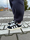 Кросівки зимові Adidas Campus Black White жіночі чорні з хутром замшеві адідас кампус теплі кеди, фото 2