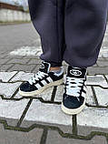 Кросівки зимові Adidas Campus Black White жіночі чорні з хутром замшеві адідас кампус теплі кеди, фото 4