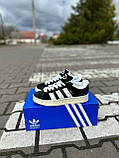 Кросівки зимові Adidas Campus Black White жіночі чорні з хутром замшеві адідас кампус теплі кеди, фото 6