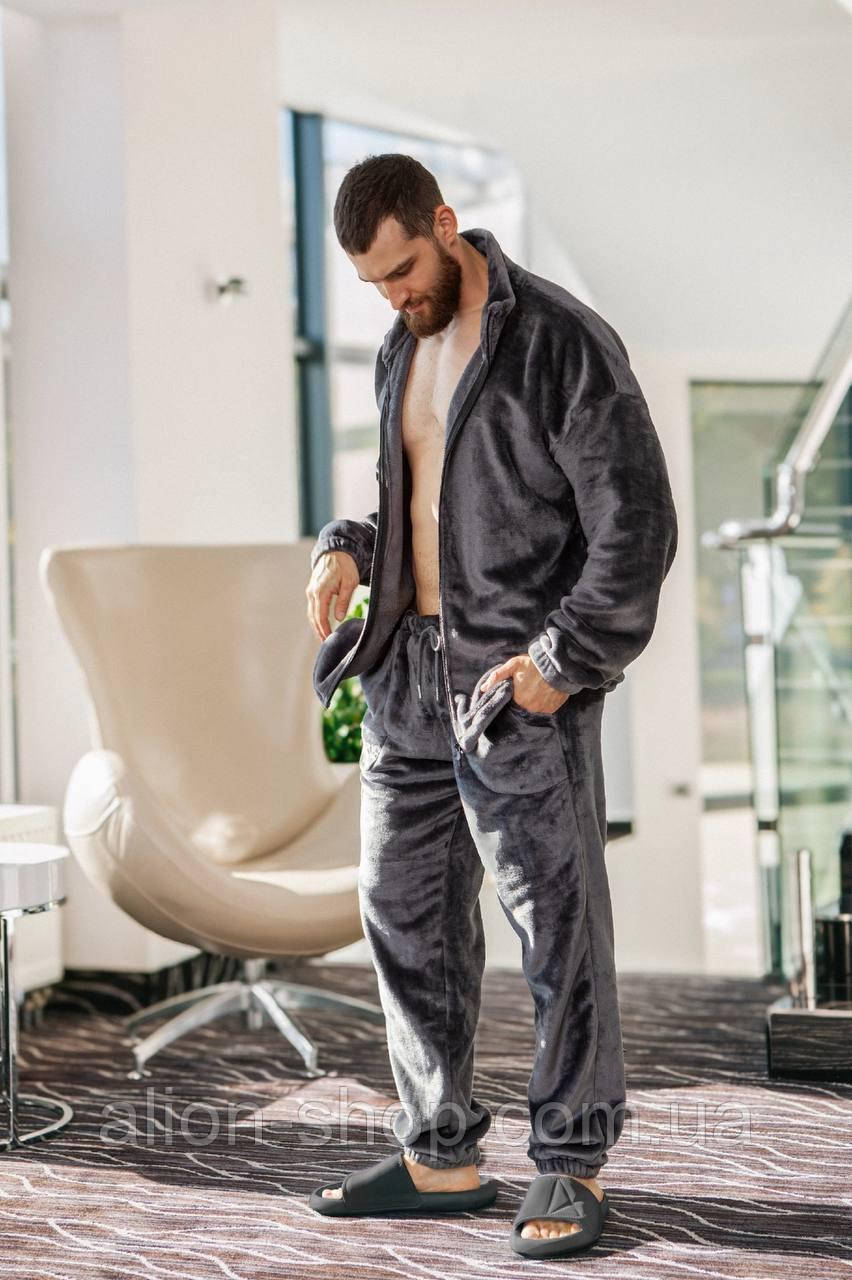 Чоловіча дуже тепла піжама новинка 2023 графіт, 50/52, фото 1