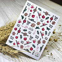 Наклейки для ногтей Nail stiker Merry Christmas новогодние ( елочные игрушки ) СА 720