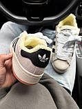 Кросівки зимові Adidas Campus Beige Black жіночі бежеві з хутром замшеві адідас кампус теплі кеди, фото 4