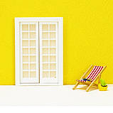 Мініатюра двері двостулкові скляні без ручок 19.6*13.7 см Білі, фото 2