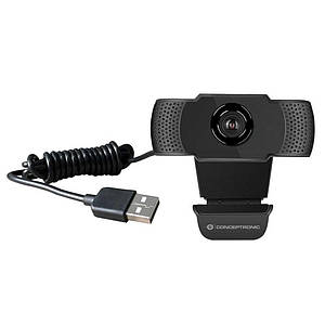 Веб-камера 1080p Full HD Conceptronic AMDIS01B USB мікрофон з шумозаглушенням, чорний бу