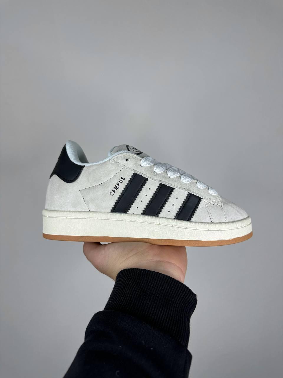 Кросівки зимові Adidas Campus Beige Black жіночі бежевий на хутрі замшеві адідас кампус теплі кеди, фото 1