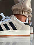 Кросівки зимові Adidas Campus Grey White жіночі сірий на хутрі замшеві адідас кампус теплі кеди, фото 7