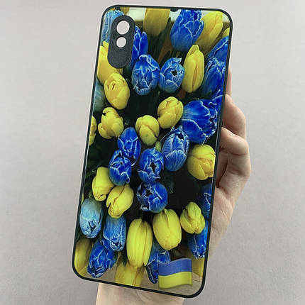 Чохол для Xiaomi Redmi 9A чохол з тюльпанами із захистом камери на телефон сяомі редмі 9а чорний q7k, фото 1