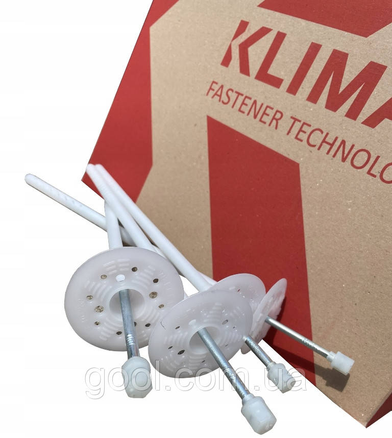 Дюбель 10х140мм Wkret-met Klimas LMX для теплоізоляції (Вкрет Мет) з металевим цвяхом та термоголовкою 200 штук