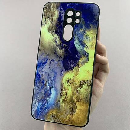 Чохол для Xiaomi Redmi 9 мармуровий чохол із захистом камери на телефон сяомі редмі 9 чорний q7k, фото 1