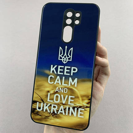 Чохол для Xiaomi Redmi 9 чохол Love Ukraine із захистом камери на телефон сяомі редмі 9 чорний q7k, фото 1