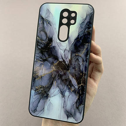 Чохол для Xiaomi Redmi 9 чохол із мармуровим візерунком захистом камери на сяомі редмі 9 чорний q7k, фото 1