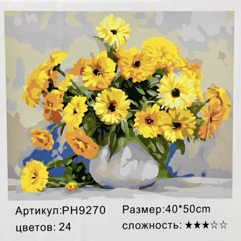 Картина-раскраска по номерам на холсте 40*50 РН9270 Букет (н-р акр.красок+3 кисти), фото 1
