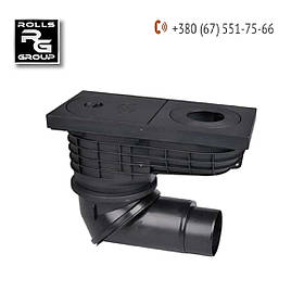 Дощоприймач з шарнірним відведенням DN110/125, верх з чавуну, листовловлювач, захист від запаху