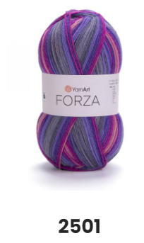 Нитки та пряжа для в'язання шкарпеткова напіввовна 75/25 FORZA YarnArt Форза ЯрнАрт № 2501
