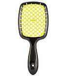 Гребінець для волосся Super Brush дбайливе розплутування (чорно-жовта), фото 4