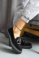 Жіночі туфлі замшеві весняно-осінні чорні OLLI Т-245-Астра