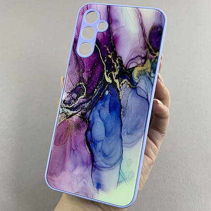 Чохол для Samsung Galaxy A14 4G / 5G мармуровий чохол із захистом камери на телефон самсунг а14 бузковий q7k, фото 1