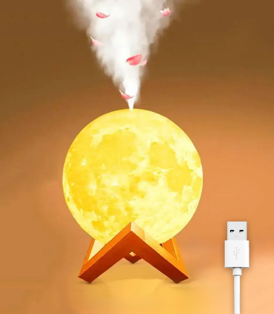 Зволожувач повітря нічник "Місяць 3D", від USB, 15см, 5 кольорів, IP44, фото 1