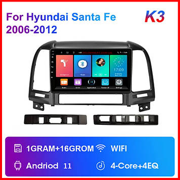 Штатна автомагнітола Android Hyundai Santa Fe 2 2006-2012 K3 1/16Гб 9 дюймів 4 ядра WiFi GPS