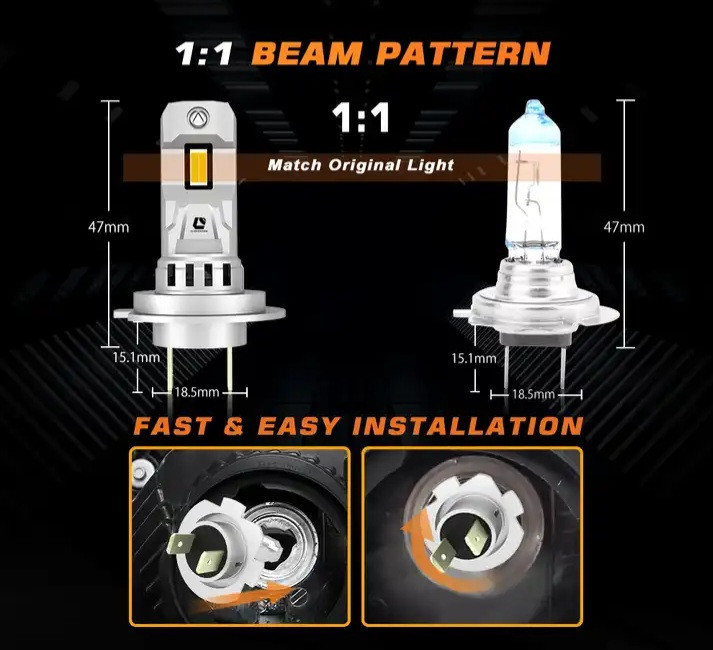 Автомобильные светодиодные LED лампы LUXFIGHTER Q36 Q26 H7 60Вт 12000Лм 6500К 12-16v CREE GSP Цоколь H7 - фото 3 - id-p2029548084