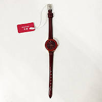 Стильные красные наручные часы женские. С блестящим ремешком. В чехле. ES-689 Модель 41794 (WS)