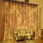 Новорічна яскрава USB гірлянда-штора на 160 LED 2х2 м та 8 ниток Теплий білий, фото 8