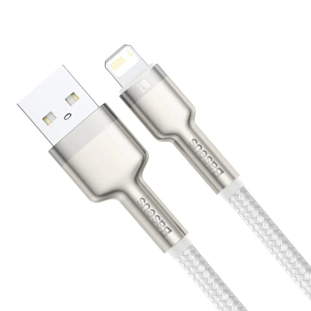 Кабель зарядный Baseus USB - Lightning Cafule Metal Lightning 2.4A 2м White (CALJK-B02)