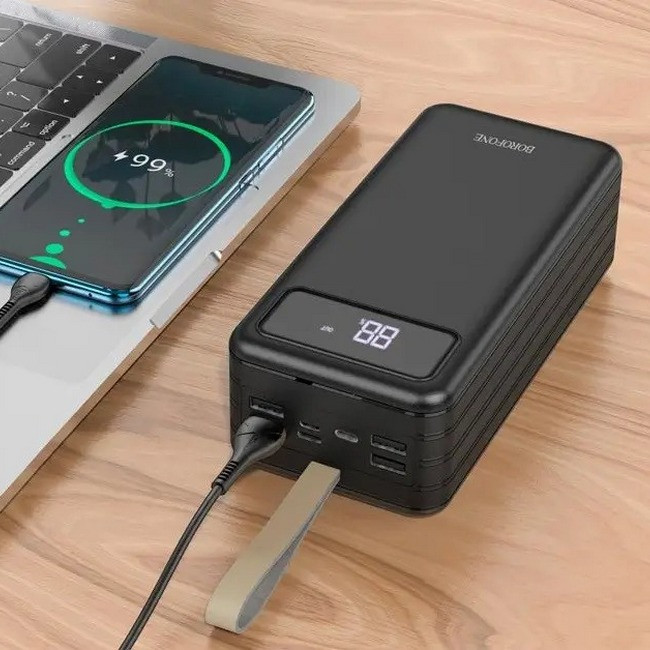 Повербанк 60000mAh Power Bank BOROFONE DBT09 4USB Type-C Lightning Black, фото 1