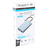 USB Type-C Hub хаб 7 в 1 (USB x3, HDMI, VGA, LAN, Type-C), фото 9